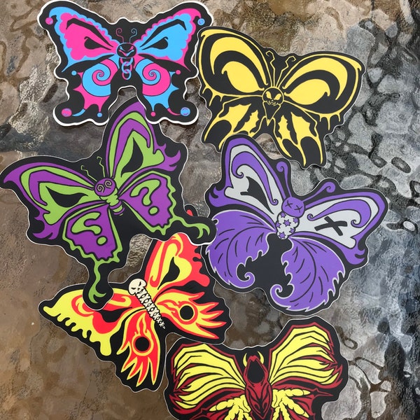 4 inch vinyl sticker jokerflies ! Insane Clown Posse inspired butterflies. FREE SHIPPING.