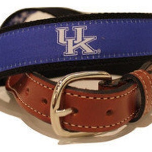 University of Kentucky Men's Web Leather Belt. Licensed UK products.