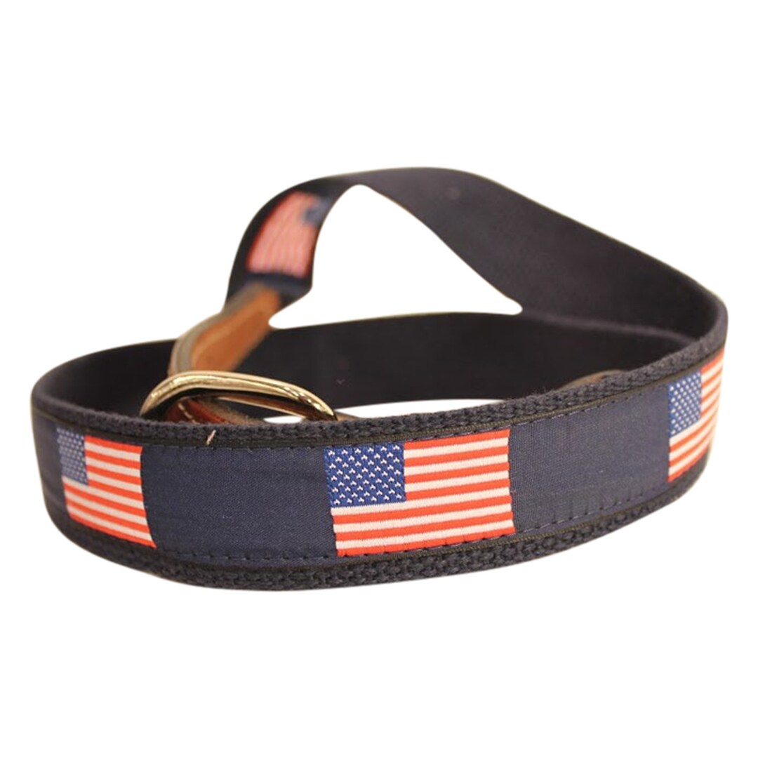 USA Flag American Flag Men's Web Leather Belt - Etsy