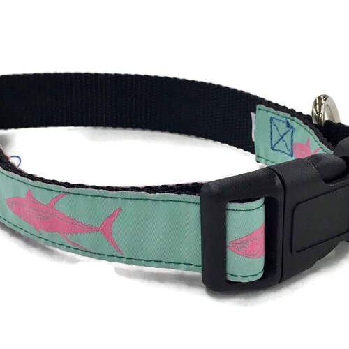 Tuna Embroidered Dog Collar Geranium Red Etsy