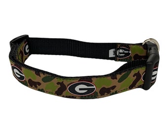 Officially Licensed University of Georgia Bulldogs Camo Dog Collar | UGA Pet Gear