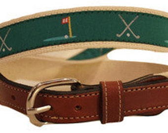 Golf Ribbon  Men's Web Leather Belt