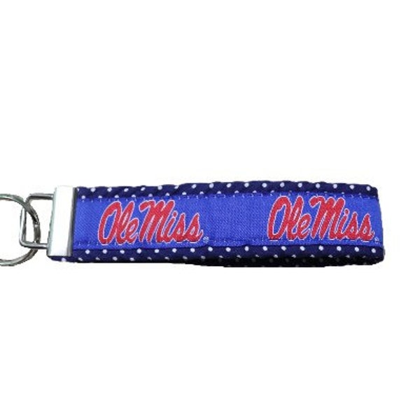 Ole Miss polka dot wristlet Web Key Chain