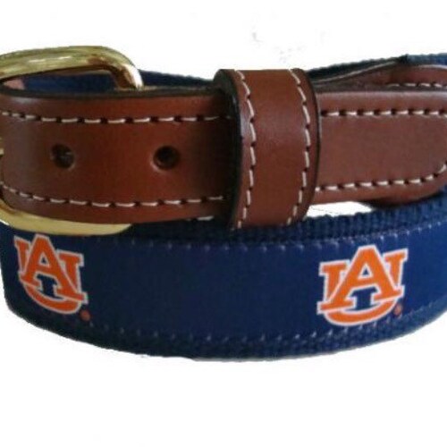 Auburn University Men's Web Leather Belt - Etsy