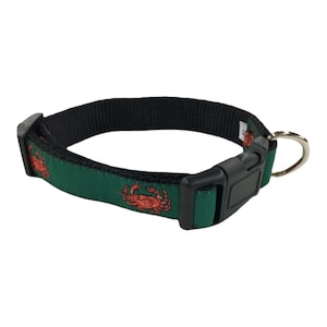 Hunter Green  Red Crab  Dog Collar