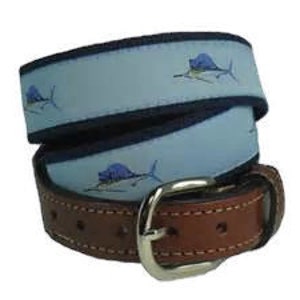 Sailfish ribbon web leather belt