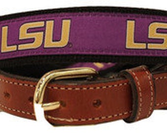 LSU Men's Web Leather Belt - Etsy