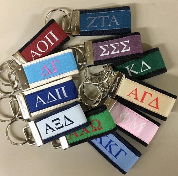 Officially Licensed Greek Accessories. Greek Letter Zeta Tau Alpha ZTA Sorority Web Key Chain Fob