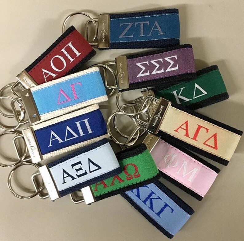Officially Licensed Greek Accessories. Greek Letter Zeta Tau Alpha ZTA Sorority Web Key Chain Fob