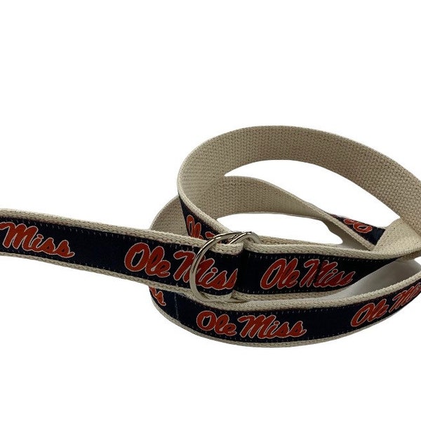 University of Mississippi  Ole Miss woven ribbon D Ring Belt