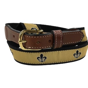 Fleur-de-lee (Fleur-de-lis) lint leren webriem