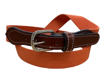 Not Elastic Belt. Men's all Cotton Web Leather Belt. You can embroidery on it .