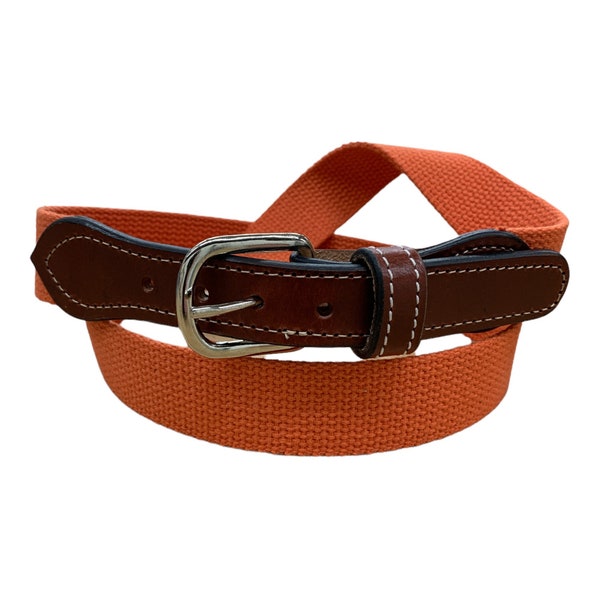 Not Elastic Belt. Men's all Cotton Web Leather Belt. You can embroidery on it .