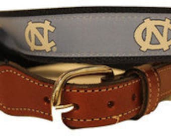 UNC University of North Carolina  Men's ribbon Web Leather Belt