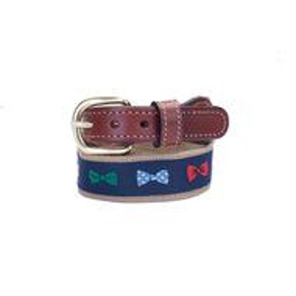 Bow Tie CottonWeb-Leather Belt with solid brass buckle