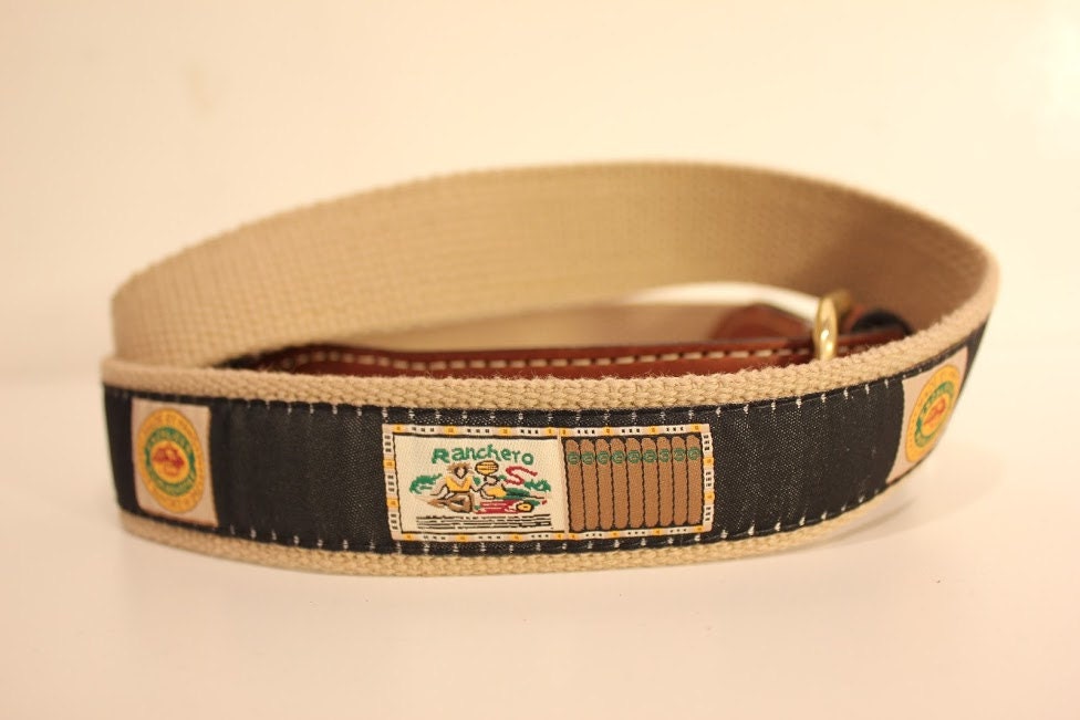 Cigar Boxes Woven Ribbon on Cotton Webbing Men's Web Leather Belt - Etsy