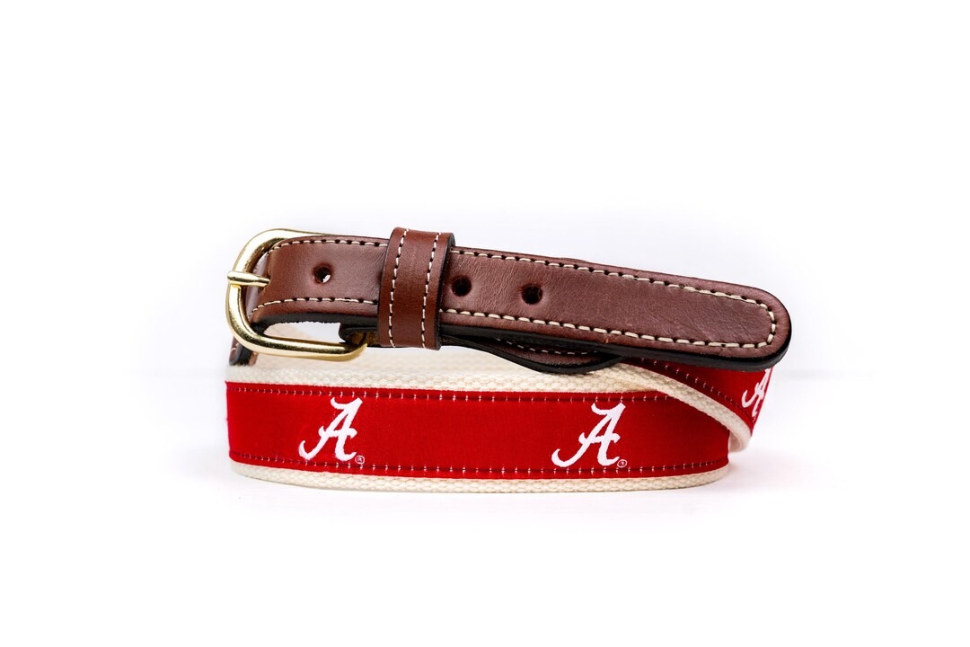 University of Alabama Crimson Tide Ribbon Belt | Woven Logo Leather ...