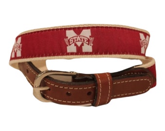 Officially Licensed Mississippi State University Men’s Leather Belt | Bulldogs | Made in USA Collegiate Belt