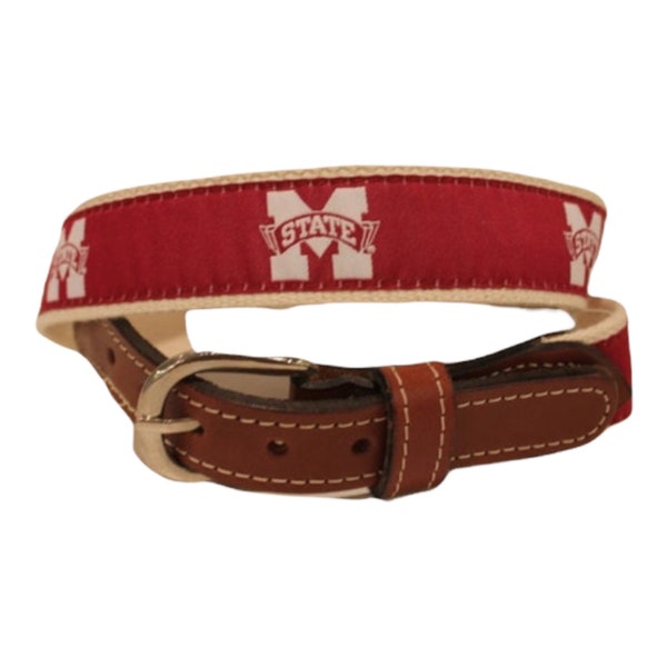 Mississippi State University Men's  Web Leather Belt