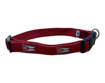 Ohio State Flag Dog Collar | Adjustable Nylon Pet Accessory | Made in USA