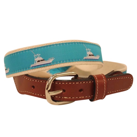 Vineyard Vines Canvas Club Belt Madras Size 34 Plaid Red White Blue New