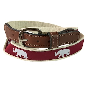 University of Alabama Elephant web Leather Belt