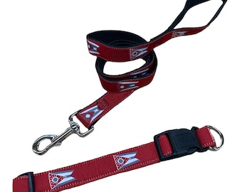Ohio State Flag Dog Collar & Leash Set | Matching Pet Accessories | Made in USA Dog Gear