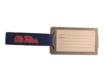 Etiqueta para equipaje de los Ole Miss Rebels / Identificador de equipaje de viaje con licencia oficial de la universidad