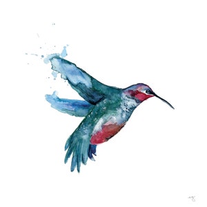 Watercolor Hummingbird Print