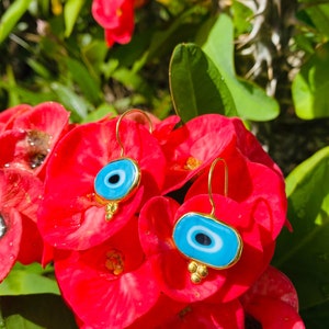 Evil Eye Gold Plated Silver Dangle Earrings