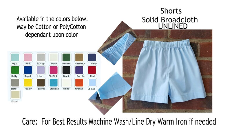 Solid Cotton Shorts Unlined With An Elasticized Waist In Your Etsy