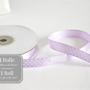 25 m satin ribbon lilac dots, 12 mm 0.15 EUR/meter image 5