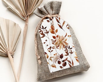 Gift tags autumn flowers, 12 pieces, paper tags boho, tags with autumn pattern, 4 x 7 cm | Autumn Garden