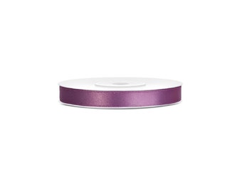 Purple satin ribbon in 12 or 25 mm width, length 25 m, plain gift ribbon, satin ribbon, purple, shiny | SALE