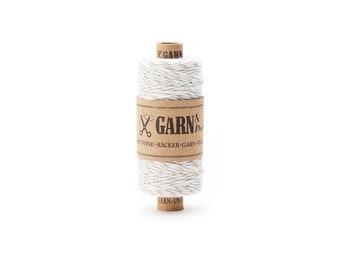 Cotton cord baker's twine gold white, Bakers Twine two-tone, festive gift ribbon Christmas, New Year's Eve, 45 m