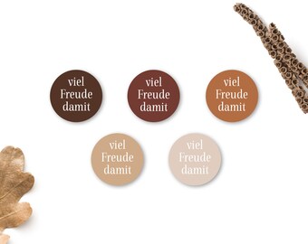 Aufkleber Viel Freude damit in Herbstfarben, 24mm, Sticker Modern Boho, Geschenkaufkleber feminin | Autumn Garden