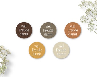 Aufkleber Viel Freude damit Boho Mix, 24mm 60 Stück, Sticker Herbstfarben