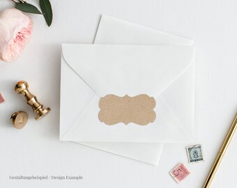 Aufkleber aus Kraftpapier im Vintage Stil, 6x3,5cm, 48 Stk., nachhaltige Hochzeitsaufkleber zum Selbstbeschriften