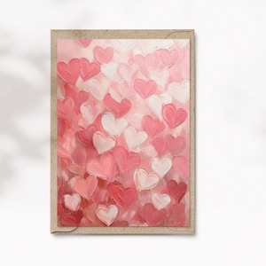 Valentinstagskarte Herzen rosa pink, Karte zum Valentinstag Ölfarben, Faltkarte Din A6, Liebeskarte, Jahrestag, Jubiläum, Muttertag