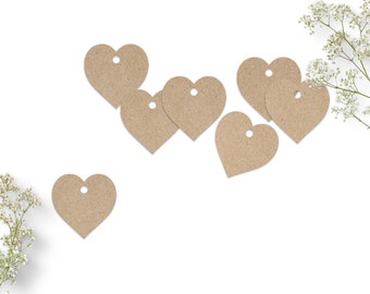 Small heart gift tags made of recycled kraft paper, 3.5 cm, tags for party favors, birthday labels, also in white