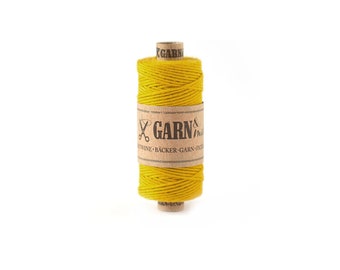 eifarbiges Bäckergarn aus Baumwolle in Senfgelb, gelbes Bakers Twine zum Basteln, Geschenkkordel Geburtstag, Herbst, 45m