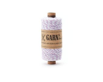 Baker's twine lilac white 45 m, Bakers Twine made of cotton, two-tone gift cord, purple, violet, birthday