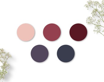 Aufkleber Set feminin weinrot Mix, runde Mini Sticker gemischte Farben, Klebepunkte Boho, altrosa, violett, 60 Stück | Moody Opulence