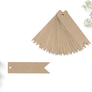 Geschenkanhänger Fähnchen, Anhänger aus Recycling Kraftpapier, 2x7cm, nachhaltige Papieranhänger
