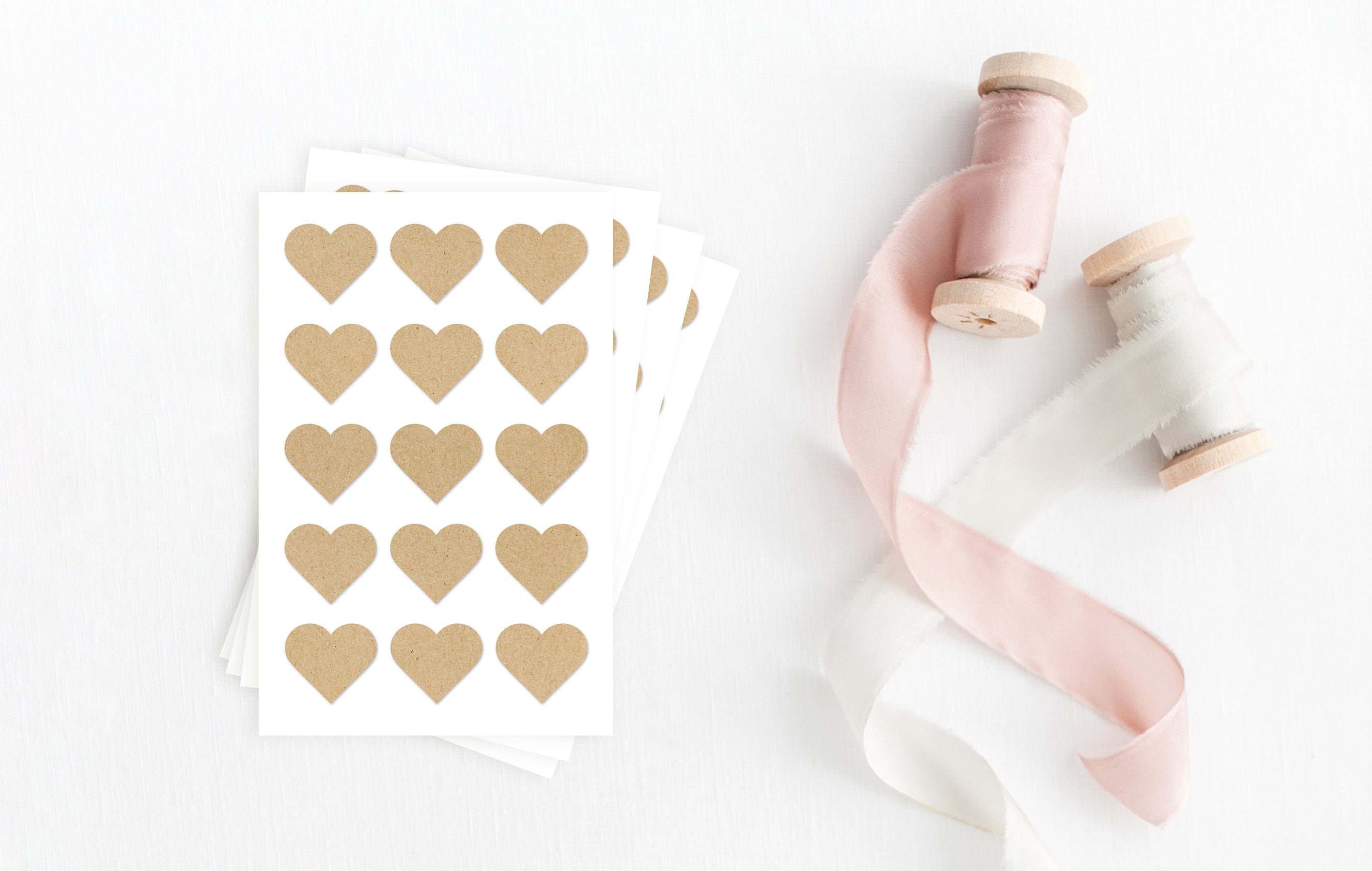 Stickers kraft paper heart 25cm 60 pcs Etsy