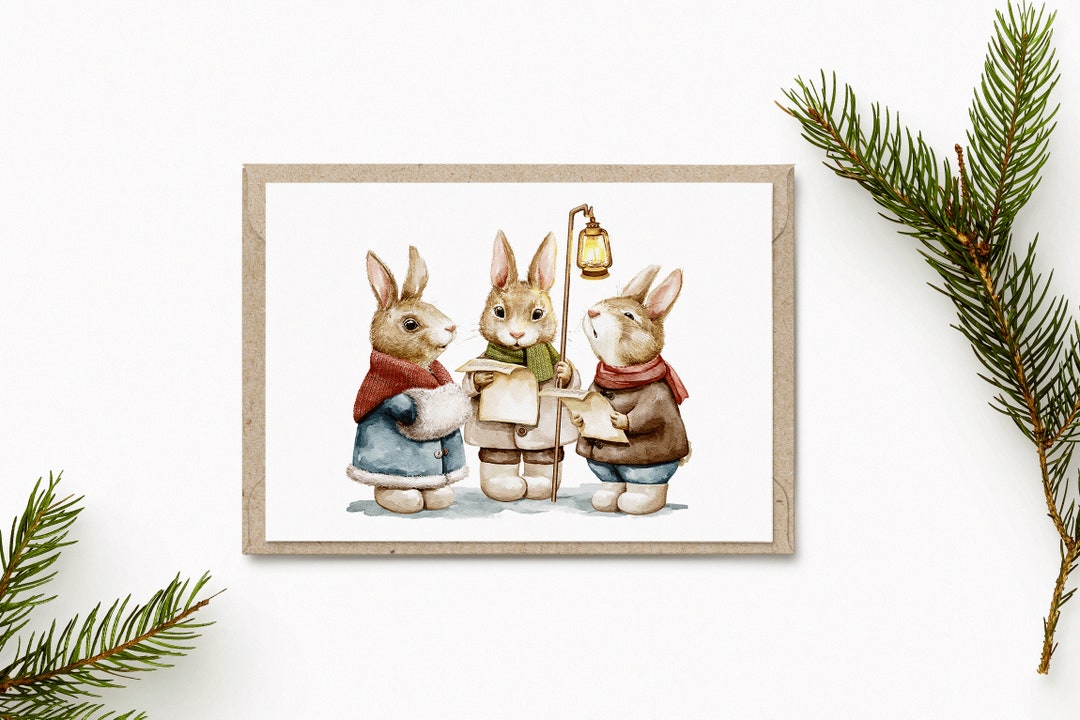 Twizler Weihnachtskarte Für Bruder Mit Kaninchen – 15,5x15,5 Cm, 'To A Great Brother', Inkl. Rotem Umschlag