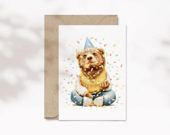 Geburtstagskarte für Kinder Bär, Einladung mit Tier Print, Konfetti | Nostalgia Season