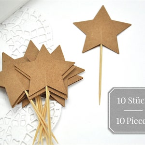 Muffin Stecker Sterne aus Kraftpapier, Kuchendeko für den Kindergeburtstag, Cupcake Topper zu Weihnachten Bild 2