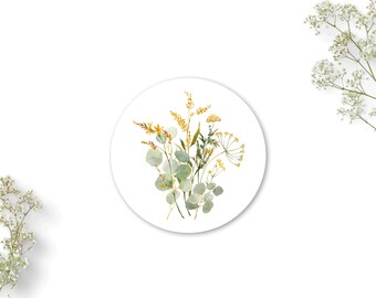 Aufkleber Set Wildblumen grün, 40mm, neutrale Motivaufkleber | Fragrant Garden