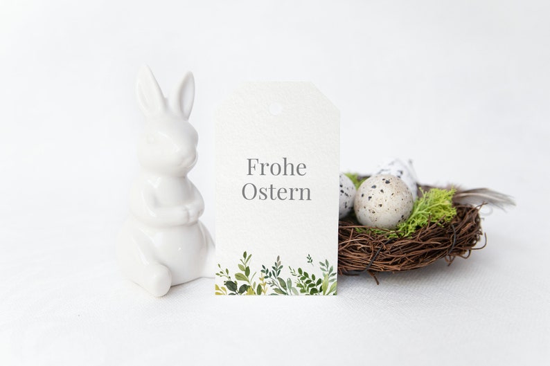 Geschenkanhänger für Ostern, 12 Stück, Osteranhänger Neutral, Papieranhänger Set, Tags Frohe Ostern, grün Blooming Spring Bild 2